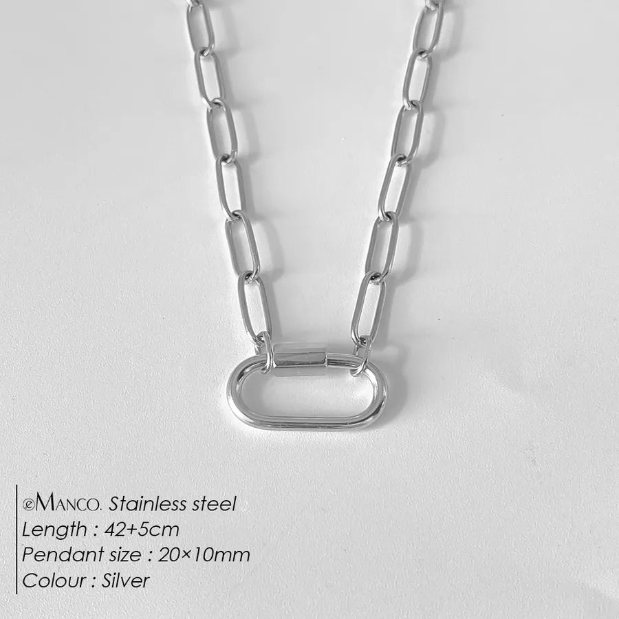 Geometric Pearl Stainless Steel Pendant Necklace XNL0057 Steel Color