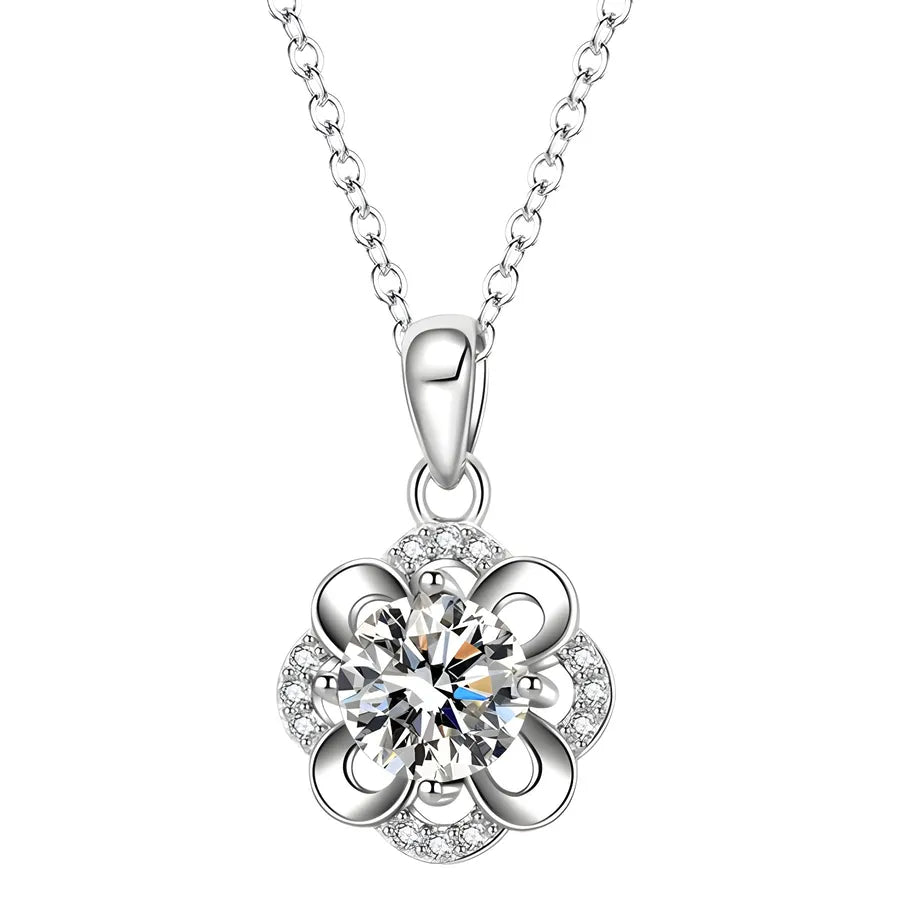 Elegant S925 Sterling Silver Floral Pendant Necklace