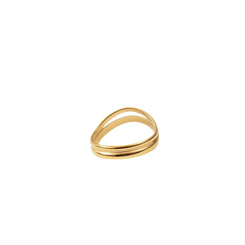 Gold Plated Geometric Titanium Steel Ring