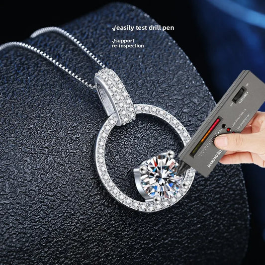 1 Carat Moissanite Circle Pendant Necklace - S925 Silver