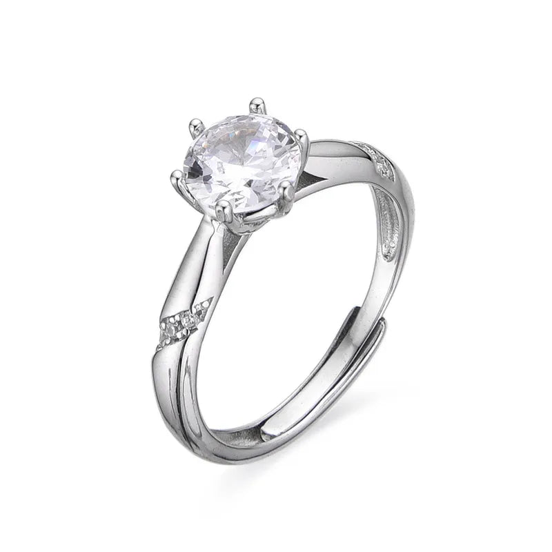 925 Sterling Silver Zircon Engagement Ring