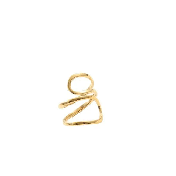 18K Gold Plated Geometric Open Ring for Women