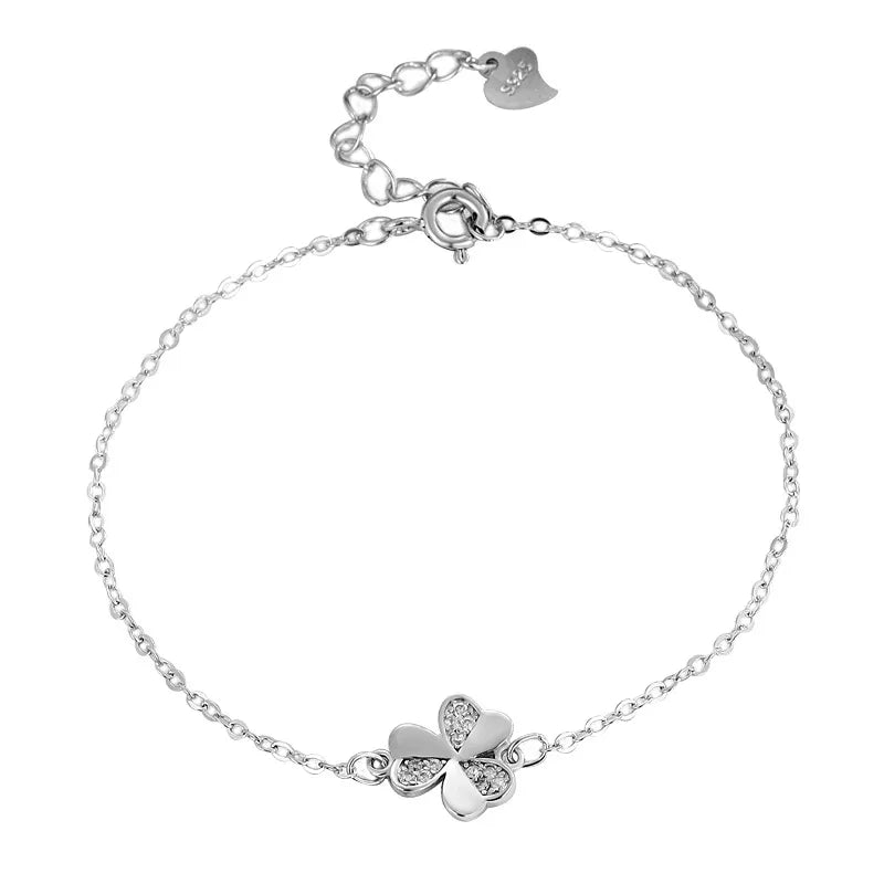 Sterling Silver Three Leaf Clover Anklet