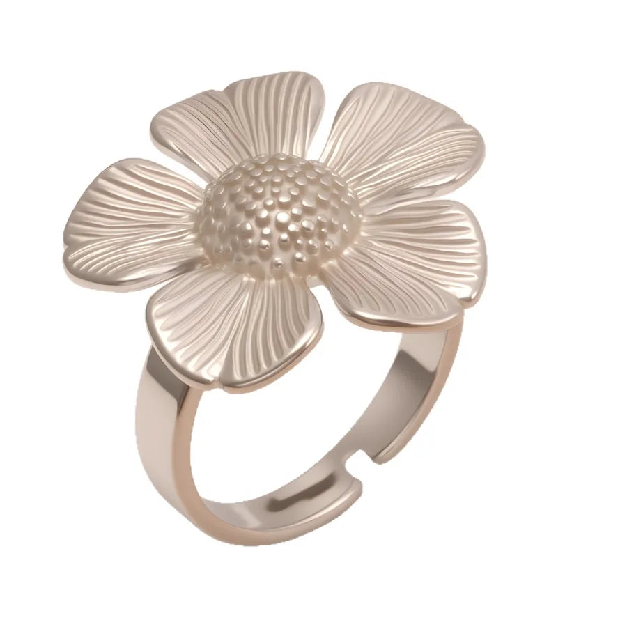 Stainless Steel Floral Ring for Women