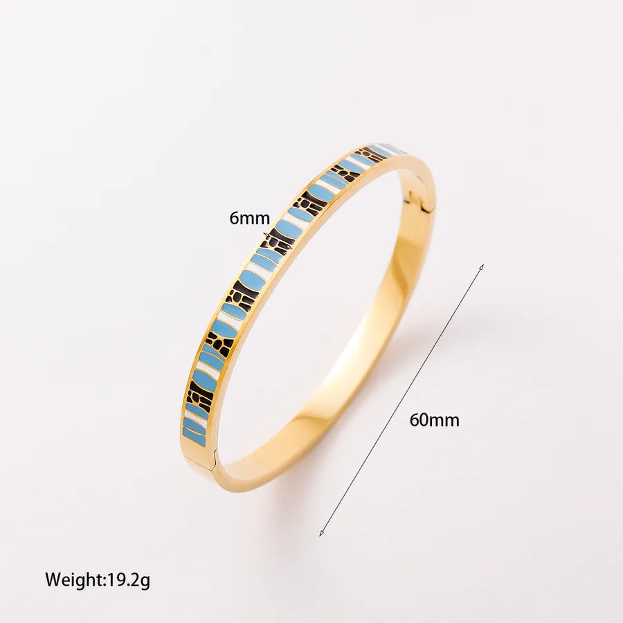 Minimalist Titanium Steel Bracelet with Diamond Inlay YM4172