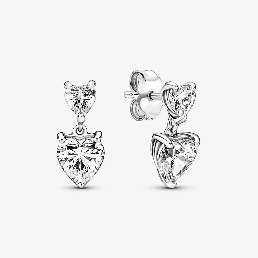 Romantic Heart Sterling Silver Jewelry Set 1 Pair Ear Studs