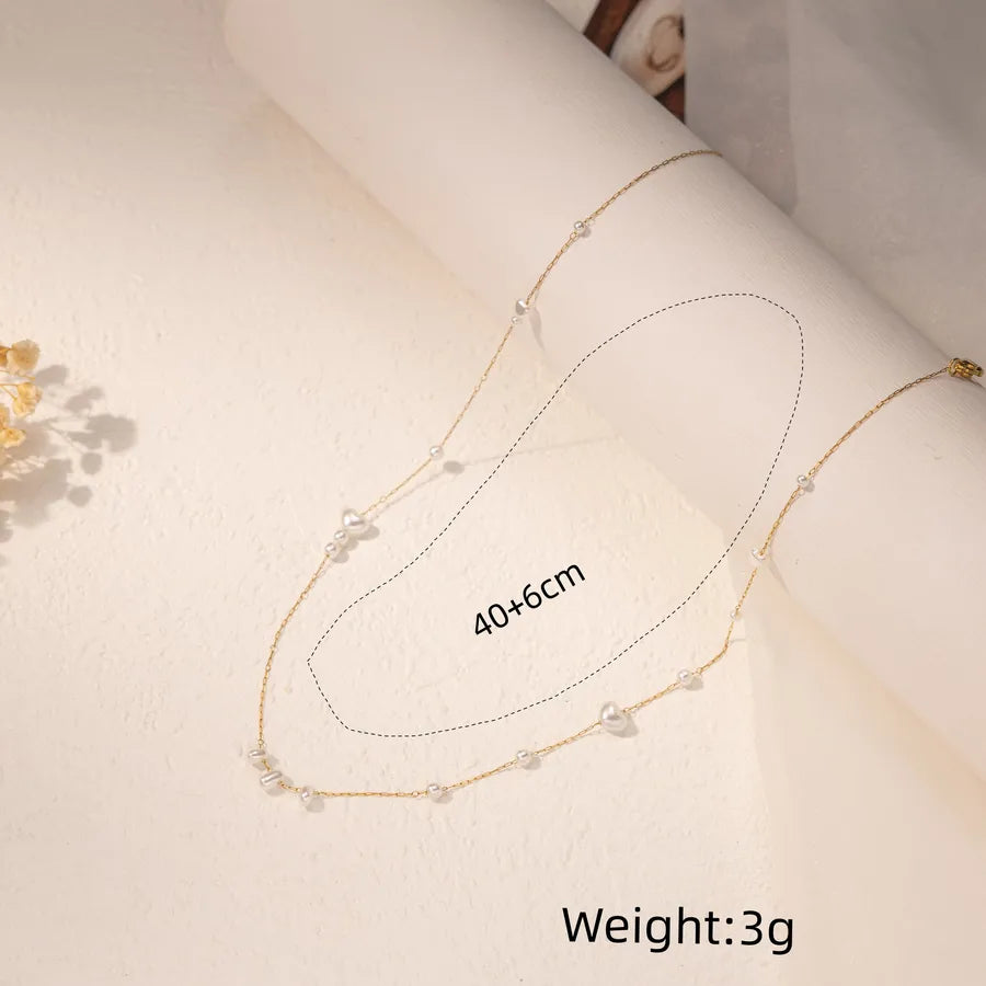 18K Gold Plated Pearl Stainless Steel Necklace