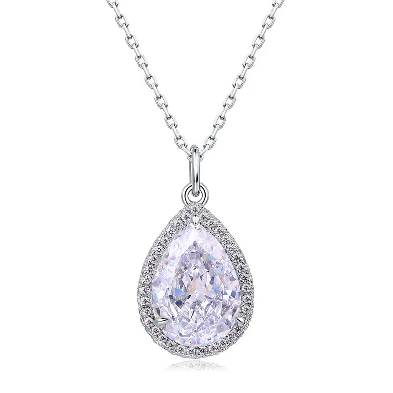 925 Silver Waterdrop Pendant Necklace with Diamond