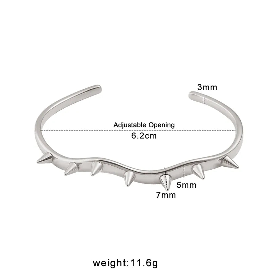 18K Gold Rivet Geometric Stainless Steel Bangle CK1417 Steel Color