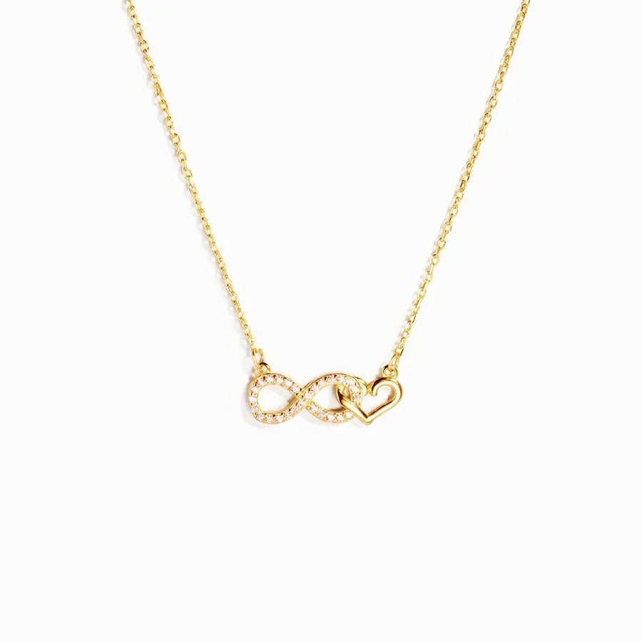 Sterling Silver Heart Bow Necklace for Women Yellow Gold