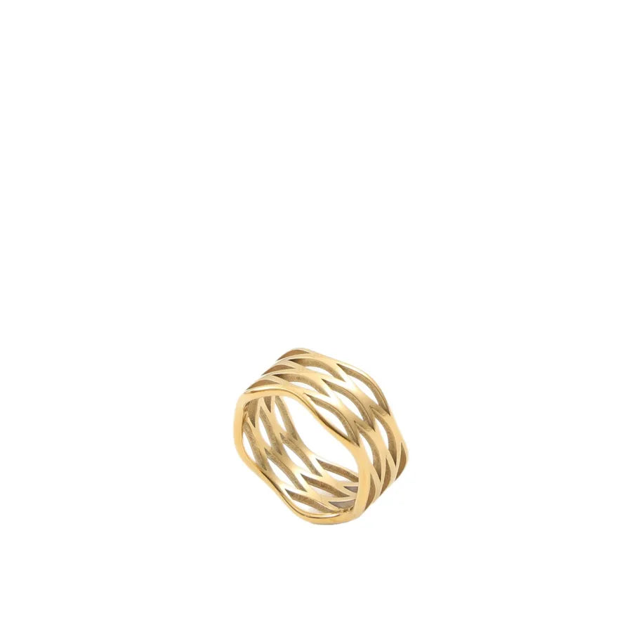 18K Gold Plated Geometric Titanium Steel Ring