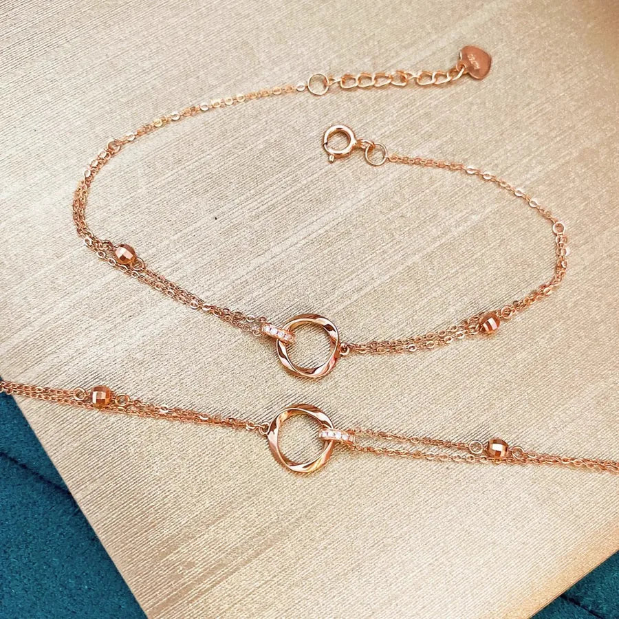 Sterling Silver Mobius Ring Bracelet for Women BS0019-Rose Gold 925 Silver
