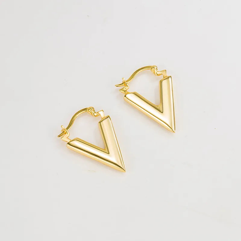 18K Gold & Silver Plated V-Shaped Dangle Earrings 18K Gold