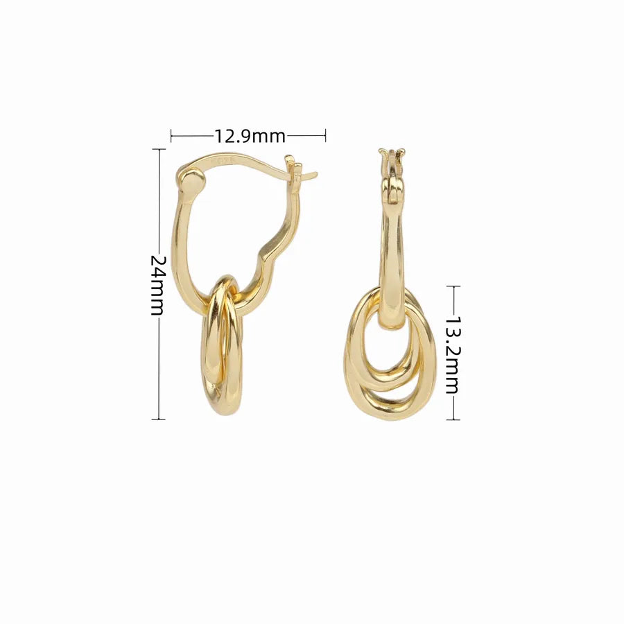 925 Sterling Silver Gold-Plated Drop Earrings Plating Gold Silver Color