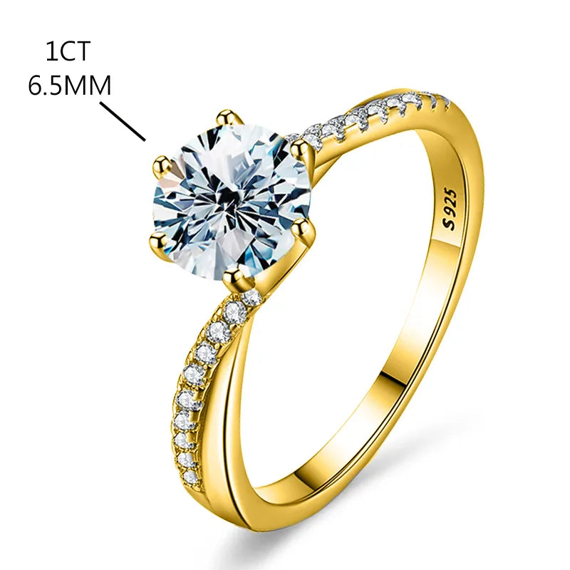 Sterling Silver Moissanite Six-Claw Twist Ring