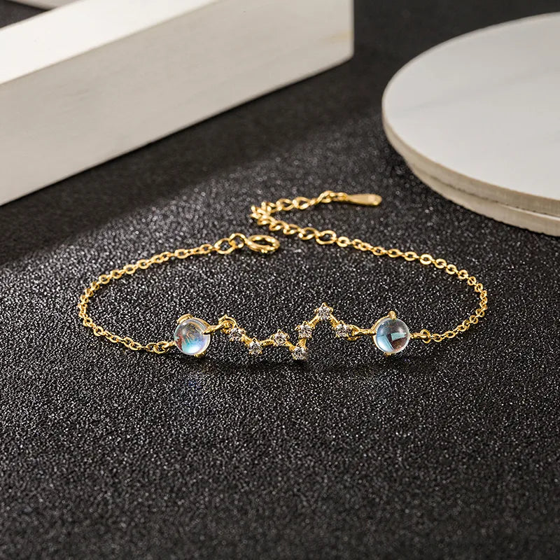 Sterling Silver Moonstone North Star Bracelet Gold