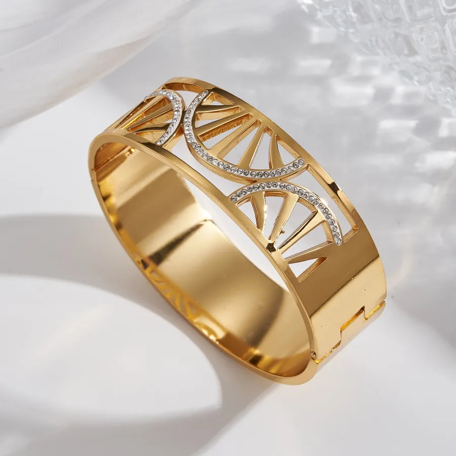 18K Gold Plated Floral Open Bangle Bracelet C (inner Diameter: About 60x50mm) 1 Pc Package