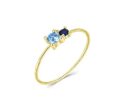 Silver Zircon Round Inlay Ring for Women Gold