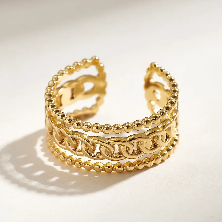 Gold Plated Stainless Steel Open Ring for Women G (inner Diameter: 17mm) 1 Pc Package