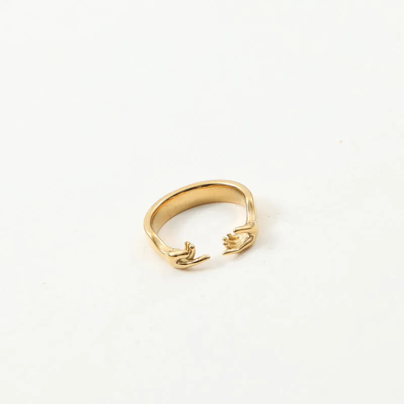 18K Gold Plated Titanium Hand Gesture Ring