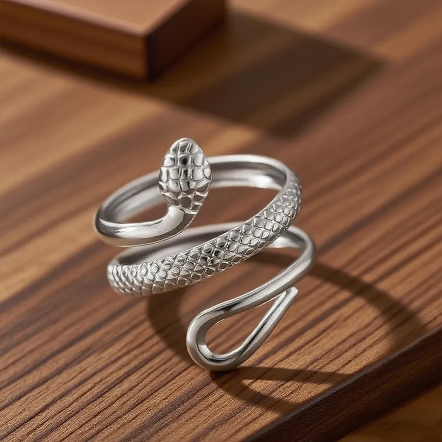 Colorful Titanium Steel Geometric Heart Ring Z0185-Wrapping Snake-Ring-Steel Color