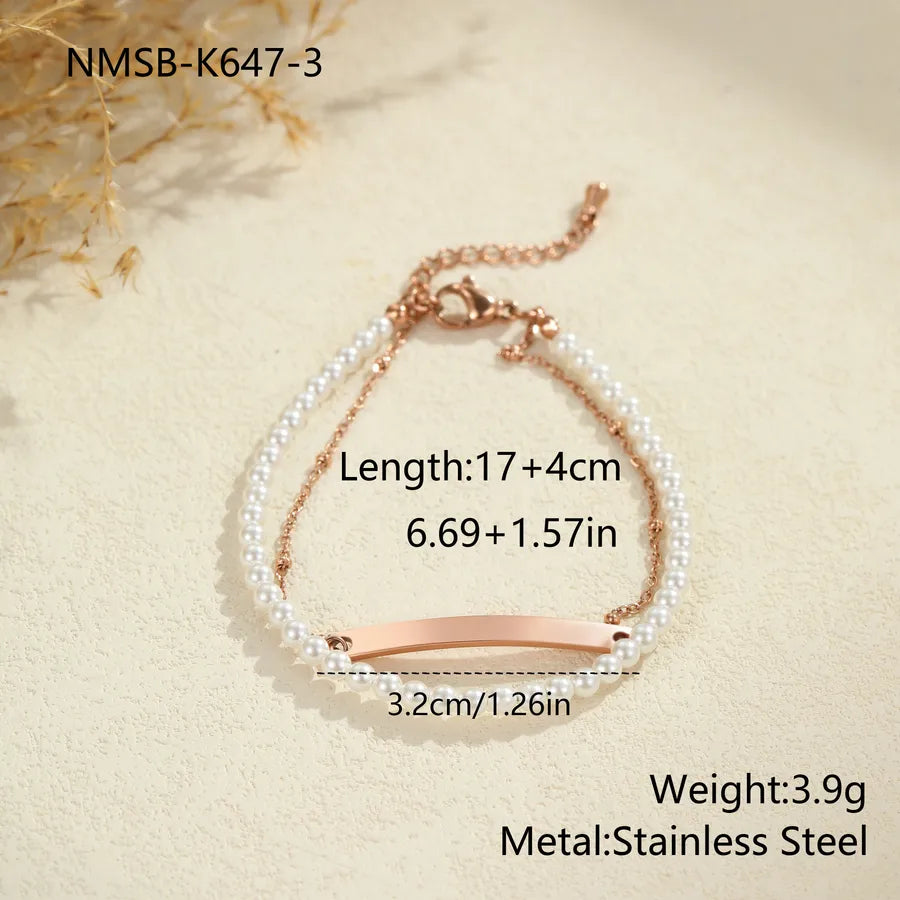 Personalized Pearl Gold Bracelet for Women NMSB-K647-3 Rose Gold Bracelet