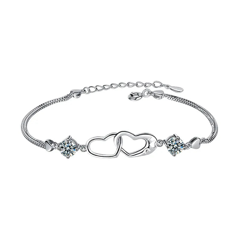 925 Silver Heart Moissanite Bracelet