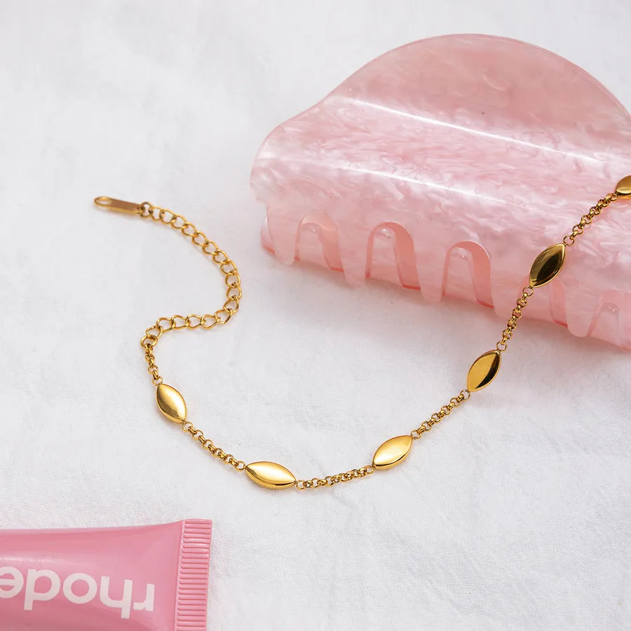 18K Gold Oval Stainless Steel Bracelet