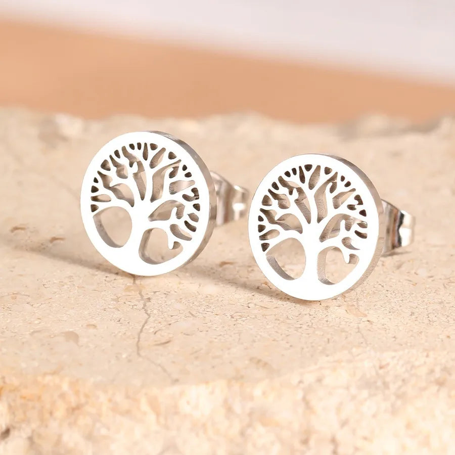 Gold Plated Stainless Steel Star & Moon Earrings Average Size Steel Color 006#