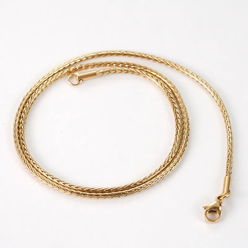 Titanium Steel Snake Bone Fox Tail Necklace Vacuum Plating Gold