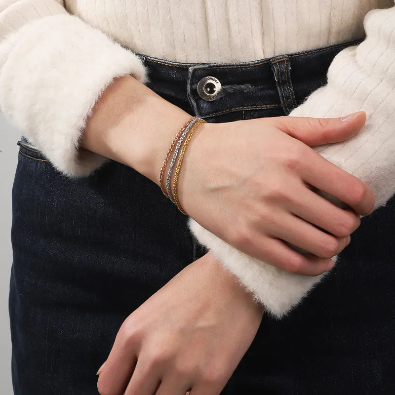 Gold Plated Titanium Steel Floral Necklace Three-layer Cauliflower Chain (Bracelet) Three Colors