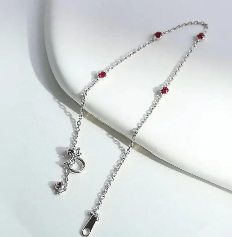 14K Gold Plated Ruby Mini Bracelet – S925 Silver Platinum 925 Silver