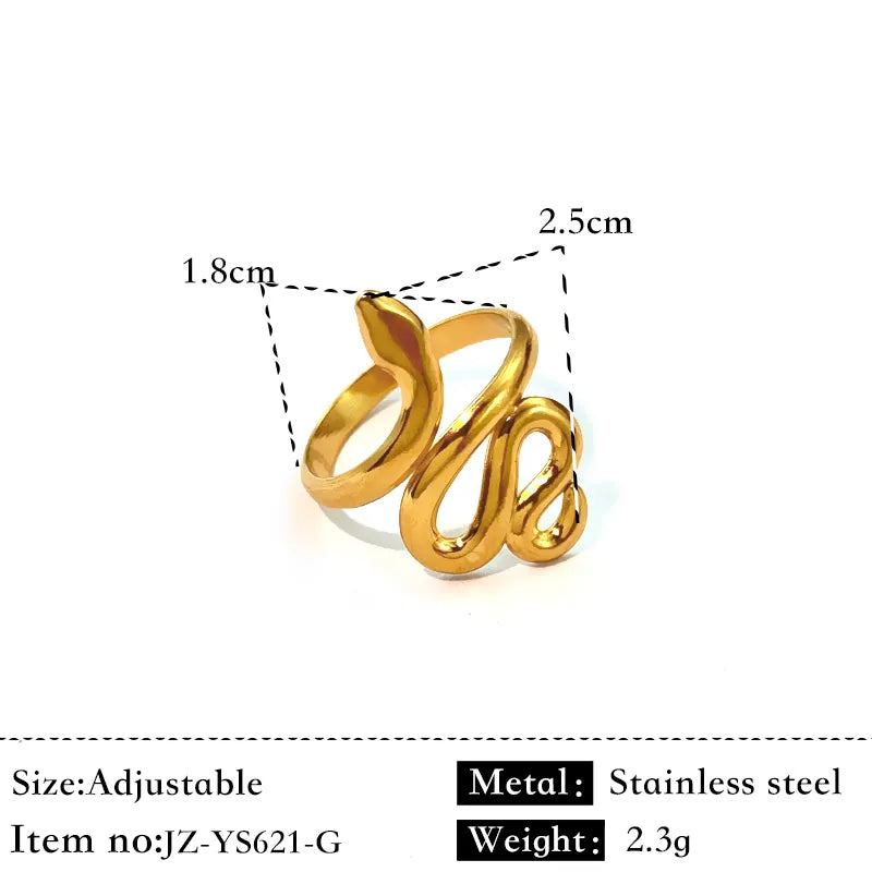 18K Gold Geometric Twist Stainless Steel Ring Gold JZ-YS621