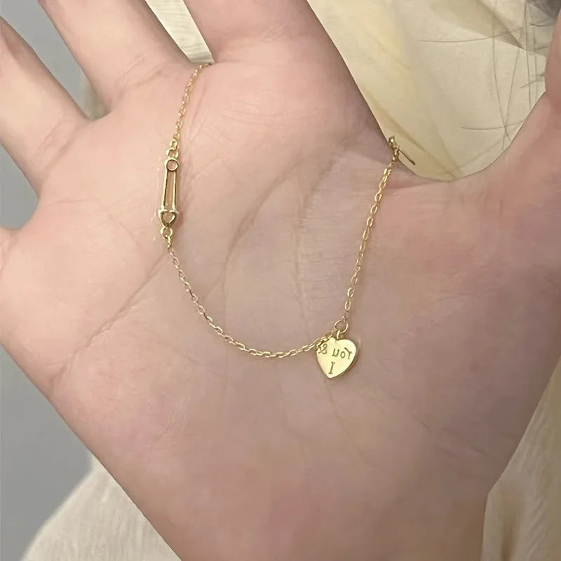 925 Silver Heart Letter Cable Chain Bracelet