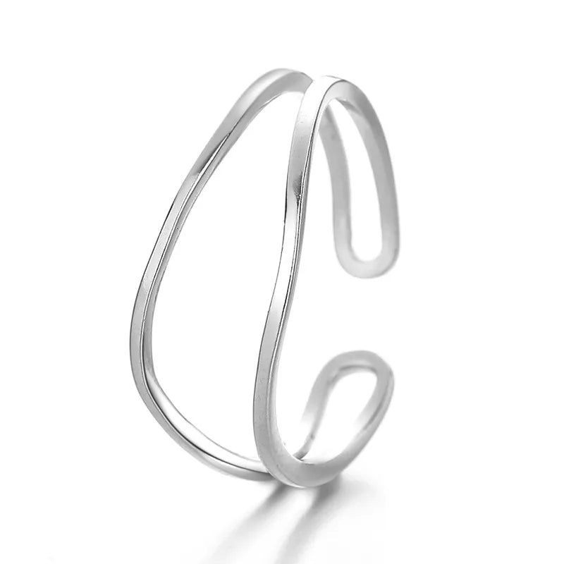 925 Silver Double Layer Open Ring for Women