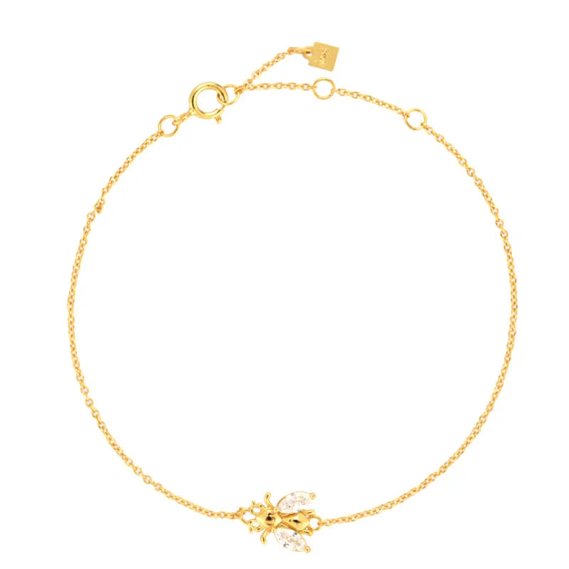 Bee Charm Silver Bracelet with 18K Gold Plating