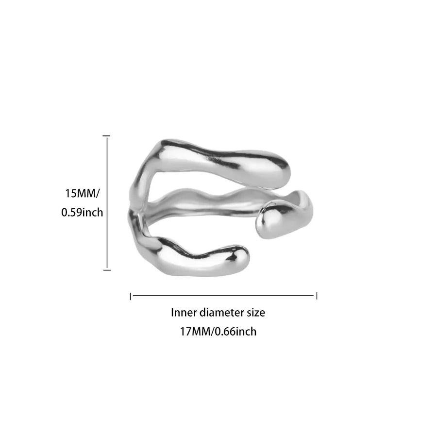 Gold Plated Geometric Open Ring with Zircon Adjustable Opening JZ7411P