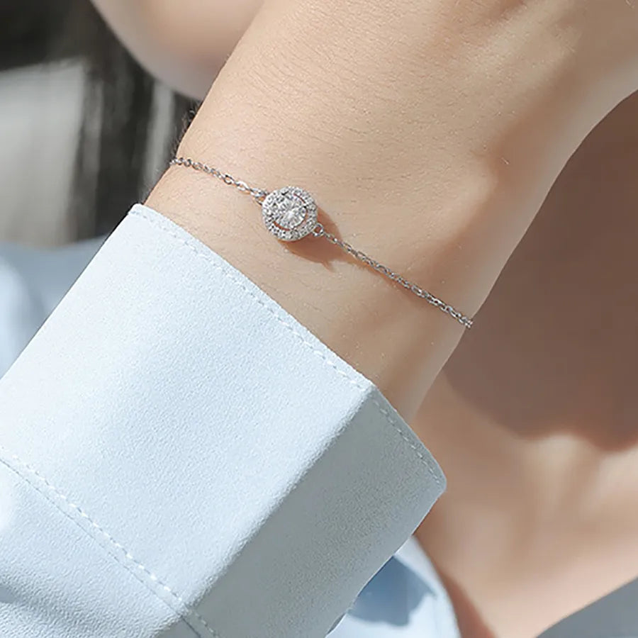 Elegant Moissanite Silver Bracelet for Women