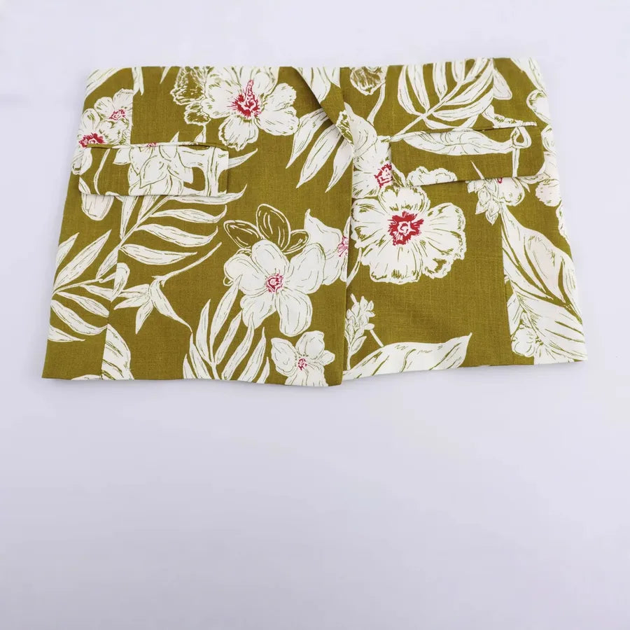 Elegant Floral Linen Blend Suit Jacket