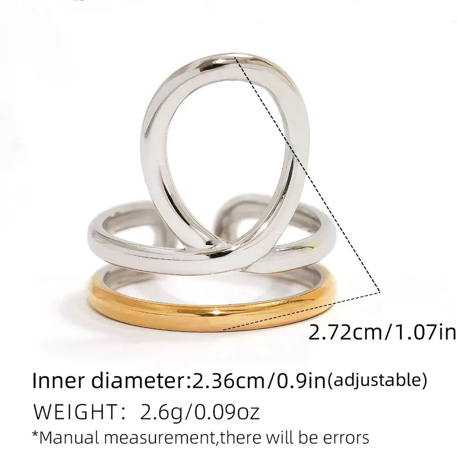 18K Gold Plated Geometric Adjustable Open Ring