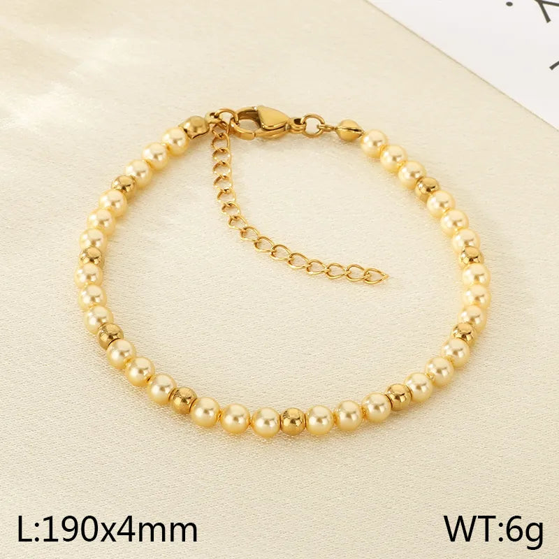 Gold Beaded Shell Bracelet for Women KB207033-Z