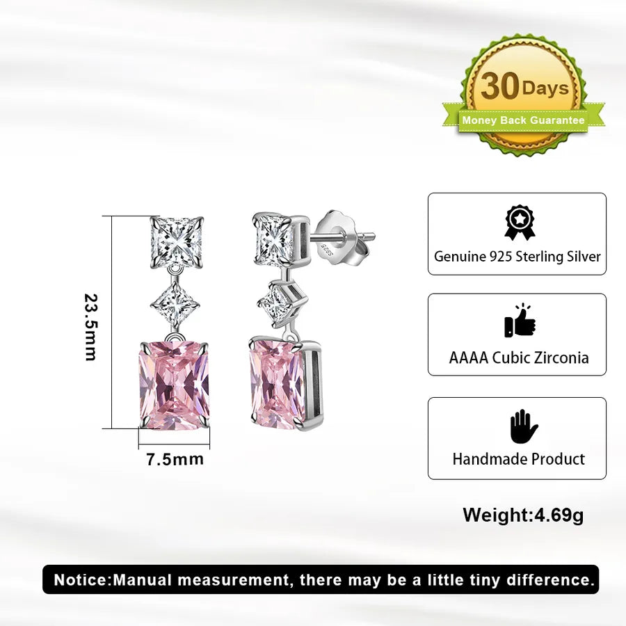 White Gold Plated Sterling Silver Drop Earrings