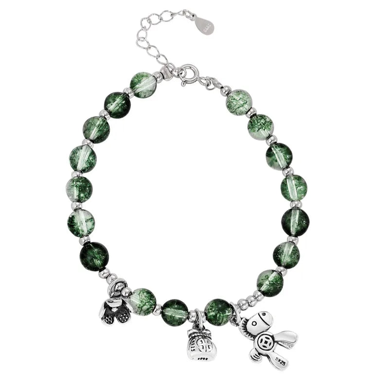 Bohemian Crystal Charm Bracelet in Sterling Silver