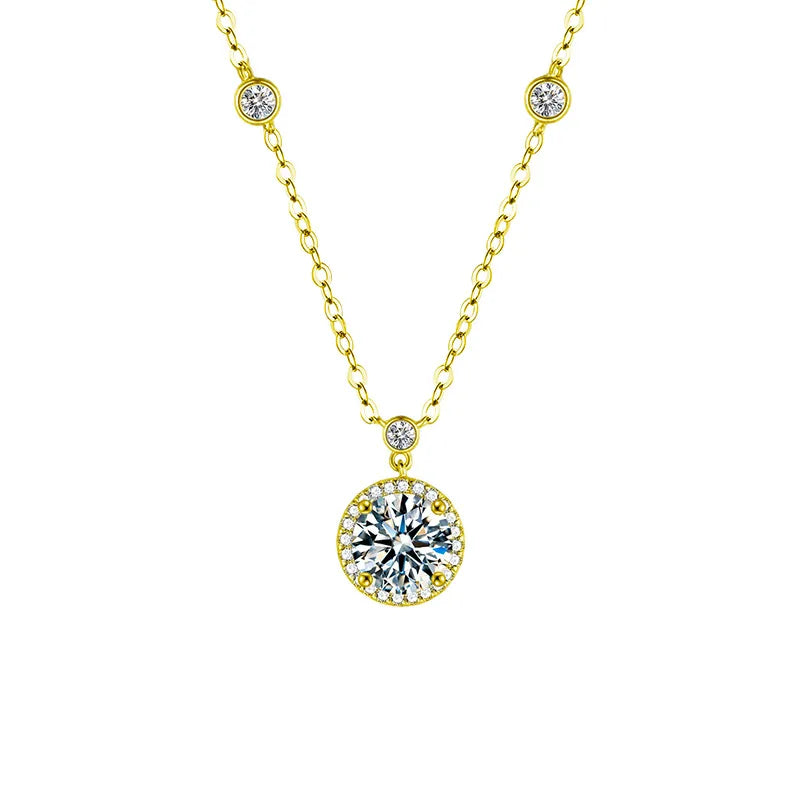 Moissanite Star Pendant Necklace in Sterling Silver Necklace (gold Color) 1 Karat Moissanite