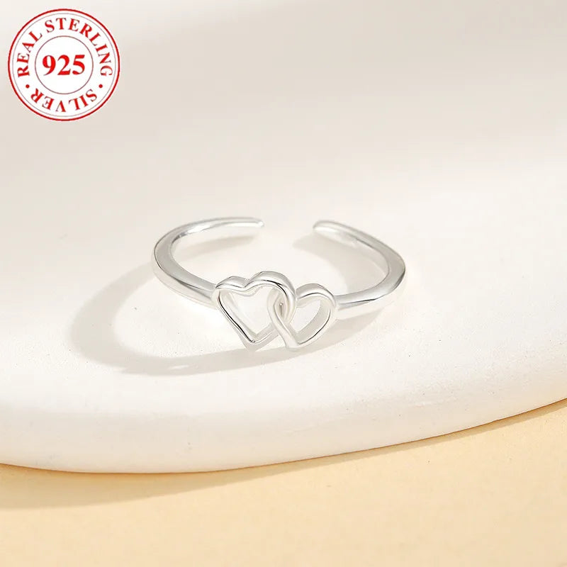 Sterling Silver Double Heart Toe Ring