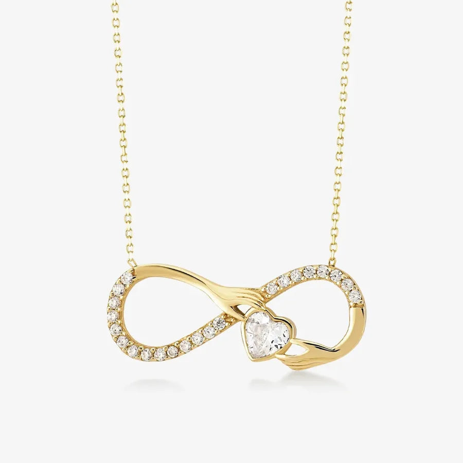 Sterling Silver Mobius Heart Necklace for Women Yellow Gold