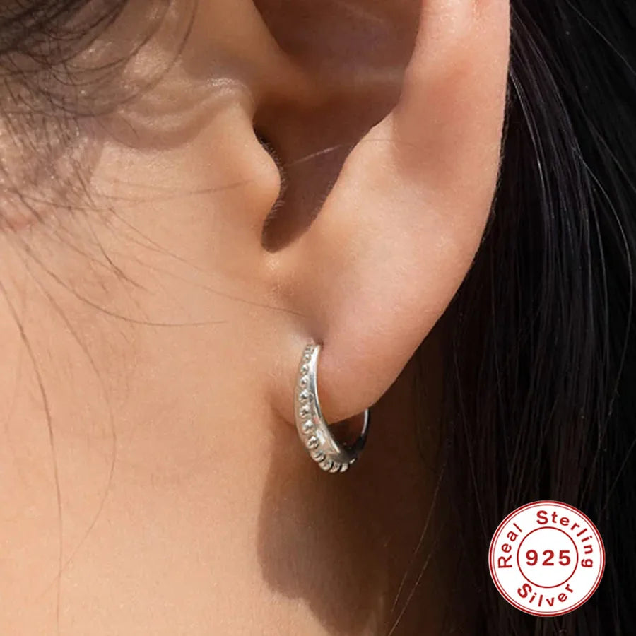 925 Sterling Silver Geometric Hoop Earring