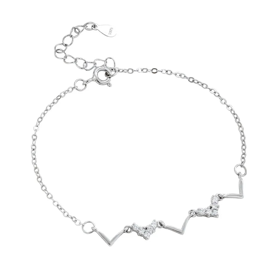 Sterling Silver Heart Bracelet – Elegant & Simple