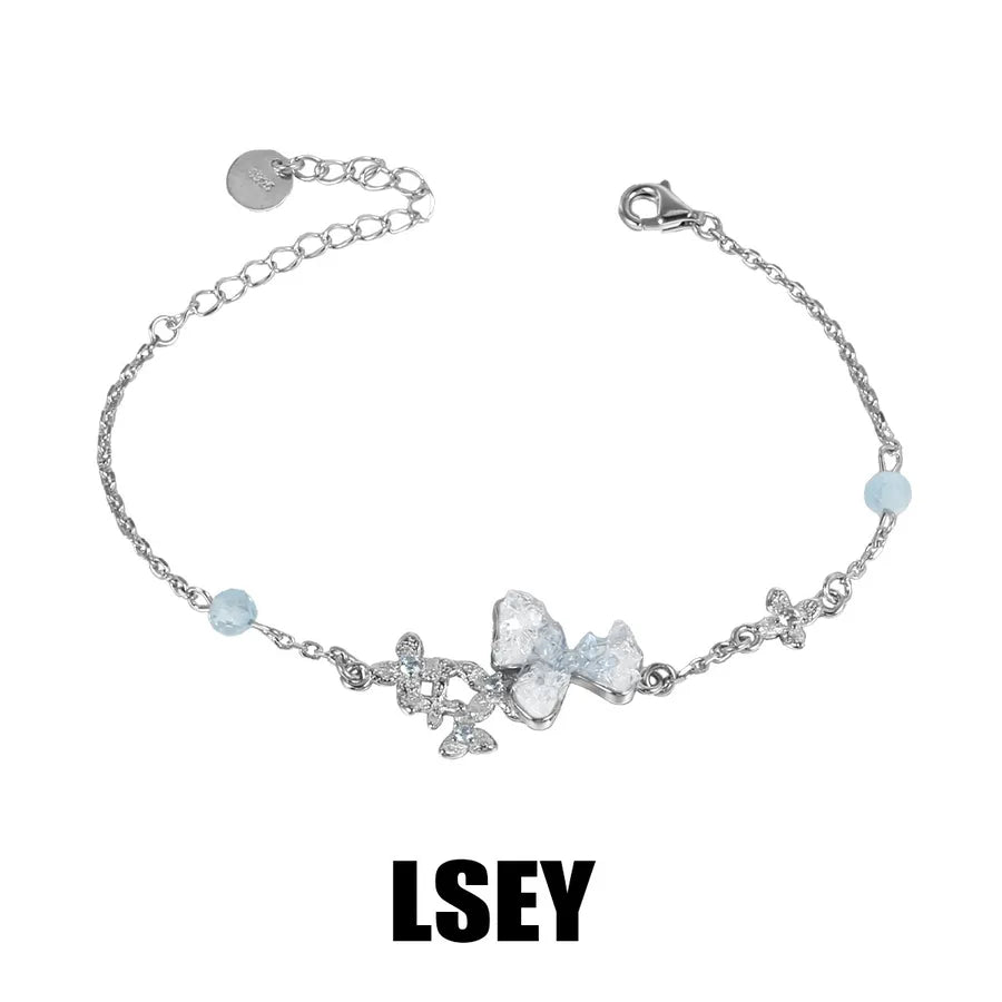Ice Blue Flower Sterling Silver Bracelet