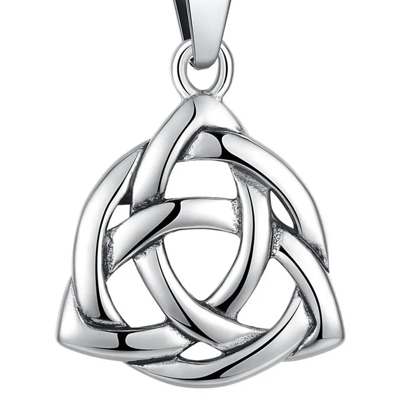 Celtic Knot Stainless Steel Triangle Pendant Necklace